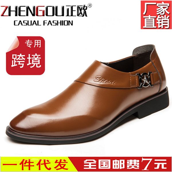 

2020 new factory wholesale mens business leather shoes lazy shoes gentleman pointed mens shoes british wedding casual leather fa, Black
