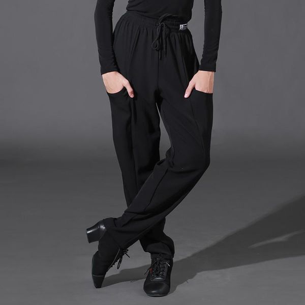 

stage wear boys latin dance pants black loose trousers ballroom practice clothes chacha samba tango costumes dn7270, Black;red