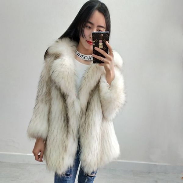

royal new winter raccoon dog real of long hair lapel women women's fur rzzy, Black