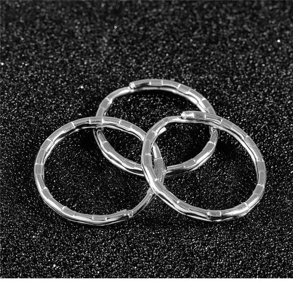 

30pcs wholesale stainless steel hole key ring key chain rhodium plated bump round split keychains diy jewelry making 20 qylhws, Silver