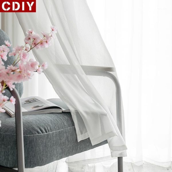 

cdiy tulle curtains for living room sheer window treatment solid color sheer drapes japan style bedroom voile curtain decoration1