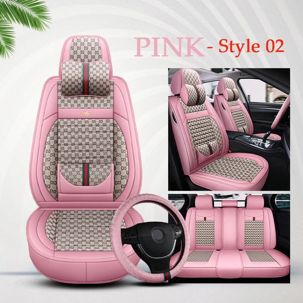 

flax fashion auto covers car seat cover for sudan suv durable leather universal five seats full set protective cushion mats pink series