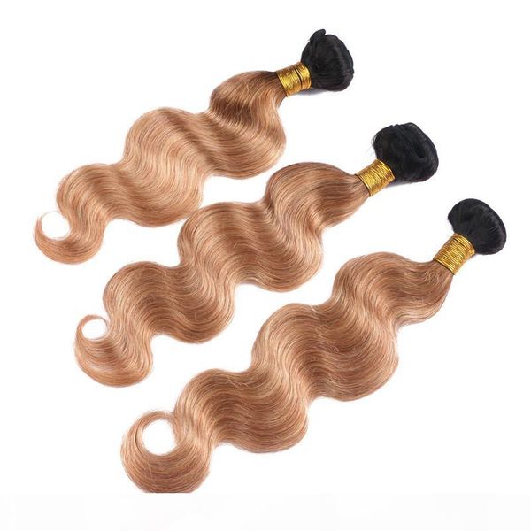 

темные корни, медные блондинки человеческие волосы пучки 3шт. лот волна тела virgin brazilian 1b 27 клубника блондинка оммре человеческие во, Black