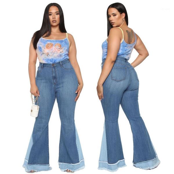 

women jeans plus size women streetwear flared jeans lady autumn high waist button skinny denim pant trend wholesale dropshipping1, Blue