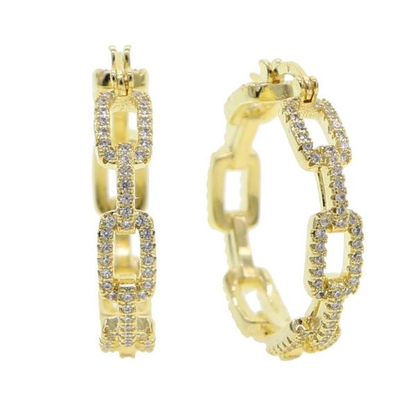 

gold cuban chain 22mm hoop earrings for women ear pair micro cz earrings fashoin hophop jewelry bijoux brincos, Golden;silver