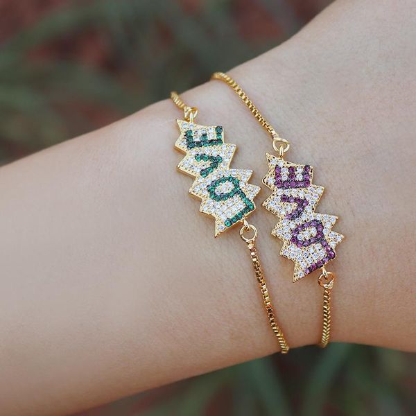 

new design copper cubic zircon adjustable colorful bracelet for women girls rainbow jewelry birthday party wedding gift, Golden;silver