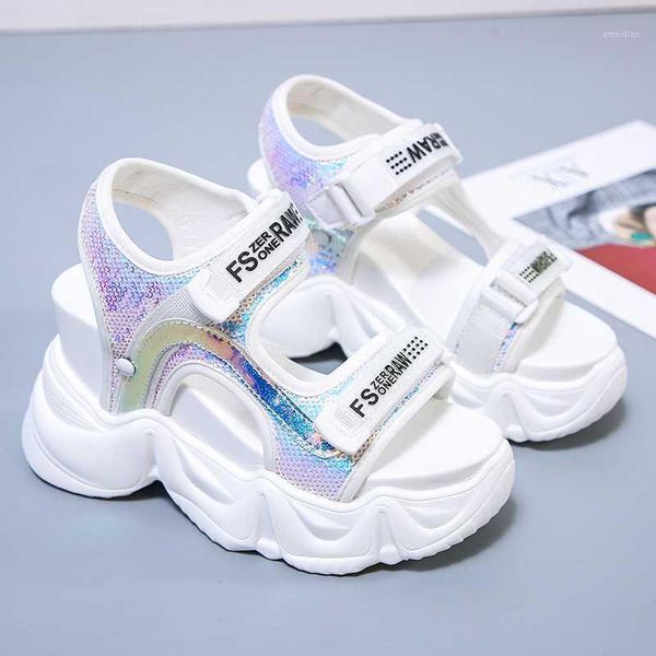 

fashion women platform sandals chunky shoes designers brand woman 6cm height increasing wedge sandal beach white casual shoes1, Black