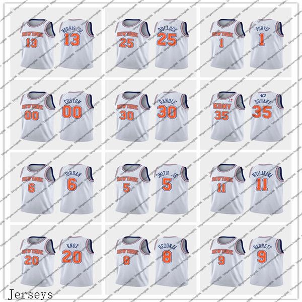 

пользовательские новые рубины йорк knox 9 barrett 6 porzingis 30 рэндл баскетбольная майка r.j. криистапс юлий кевин заявление джерси, Black