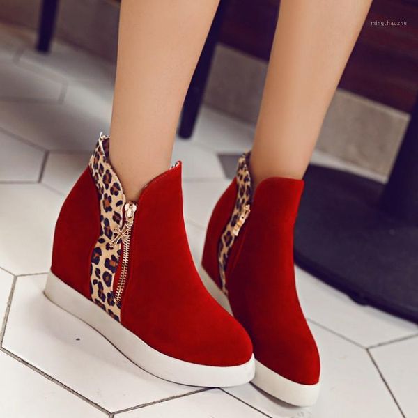 

boots oversized 9 10 12 women shoes ankle for ladies woman winter leopard print dot1, Black