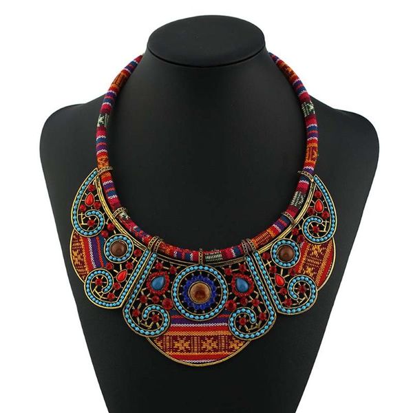 

bohemian necklace&pendants modern hippie marine blue big name choker necklace tribal ethnic boho mujer, Golden;silver