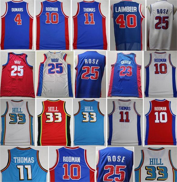 

derrick rose jerseys basketball city isiah thomas bill laimbeer dennis rodman joe dumars grant hill blake griffin blue white red, Black;red