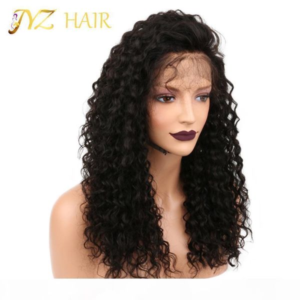 

jyz kinky curly wig lace front human hair wig with baby hair peruvian full lace human hair wigs curly wig for black women, Black;brown