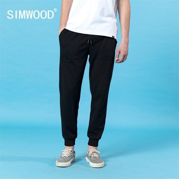 

simwood spring summer new sweatpants men letter embroidery trackpants ankle-length jogger drawstring casual pants sj130385 201118, Black