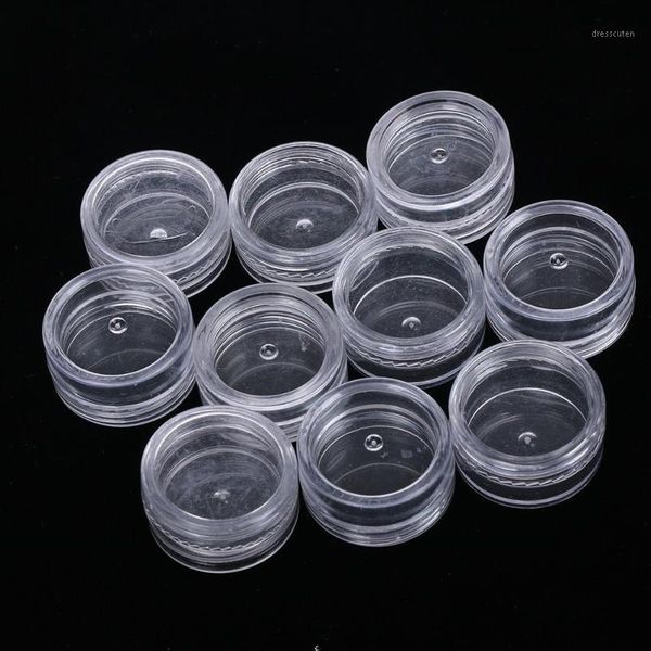 

10pcs transparent mini plastic cosmetic empty jar pot eyeshadow makeup case face cream lip container 3g portable white1
