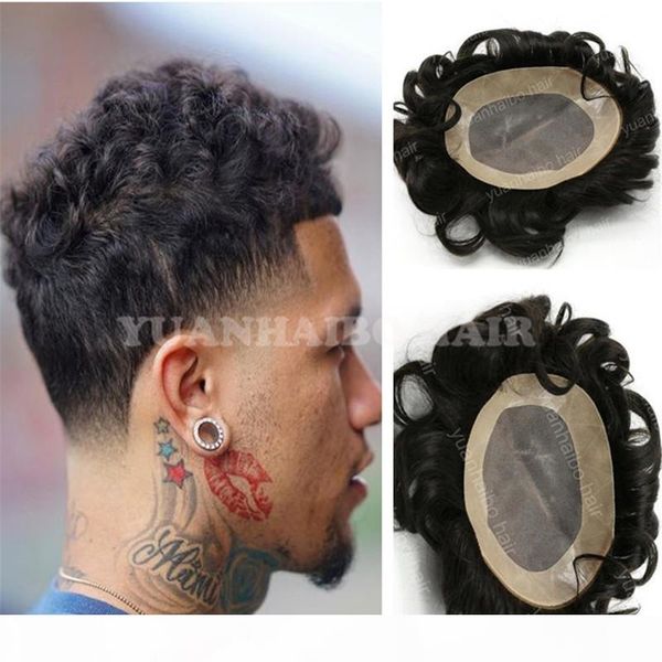 

natural black loose wave virgin brazilian human hair toupee for men lace with pu ing