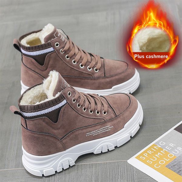 

2021 women snow winter ladies sneakers paltform lace up vulcanized shoes students ankle boots fashion new 5qiy, Black