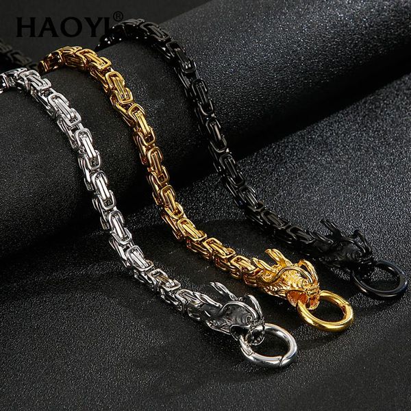 

heavy dragon pendant necklace men stainless steel male punk necklaces animal byzantine chain men necklaces jewelry gifts 29, Silver