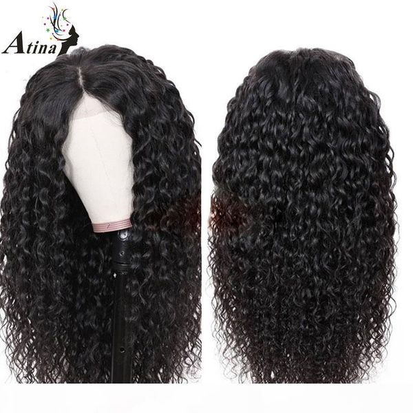 

atina loose deep wave 13x6 lace front human hair wigs for black women pre plucked remy hair natural wig 250 density, Black;brown