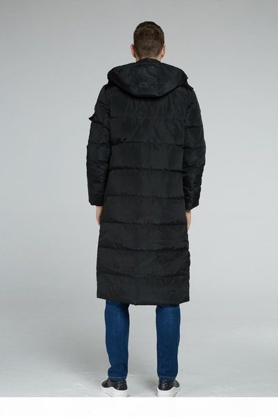 

mens long down jacket snow coat white duck down parkas hoodies warm winter clothes thick outwear windbreaker big size good 2017, Black