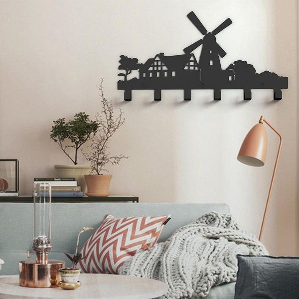 

iron hanger creative windmill decoration clothes iron hanger wall hanging door coat rack hook key holder kitchen