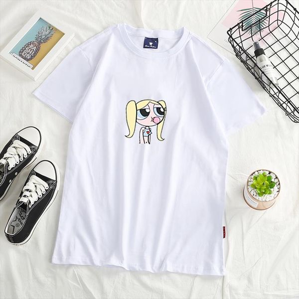 

aestetic girl boodcup blossom и пузырьки футболка harajuku хип-хоп ulzzang корейский стиль мультфильм печать летняя футболка моды футболка, White