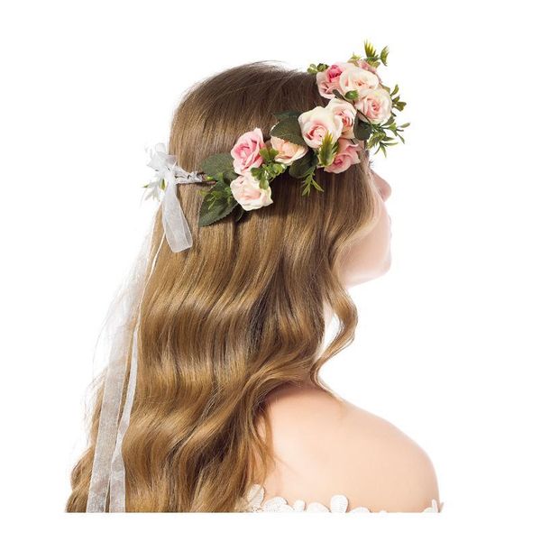 

rose flower wreath festival wedding crown girls party floral garlands crown floral halo women bride bridesmaid flow qylmmz