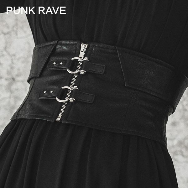 

punk rave girl's gothic faux leather buckle-up underbust corsets belt for women harajuku accessories t200327, Black;brown