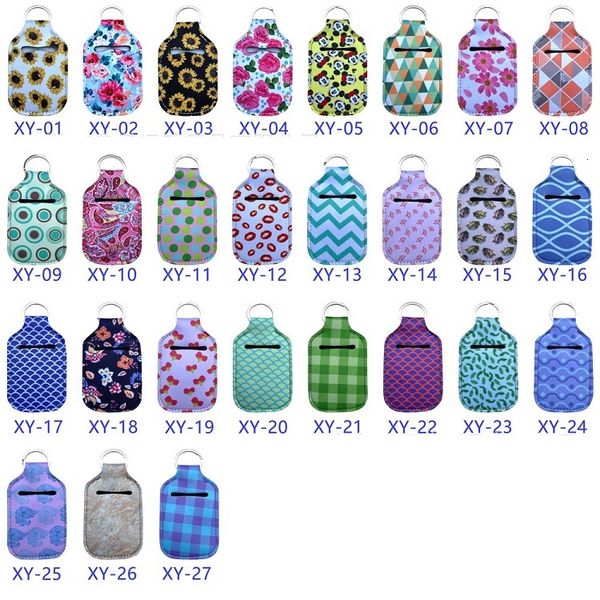 

98 colors 30ml hand sanitizer neoprene keychain mini bottle cover white color rectangle shape chapstick holderoutletkxfq
