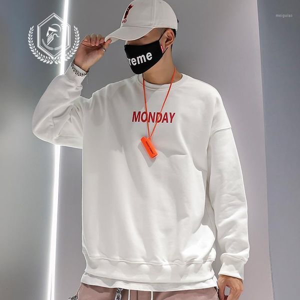 

men fashion loose print casual pullover hip hop sweatshirts1, Black