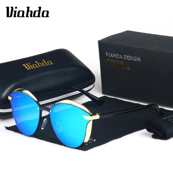 

viahda cat eye sunglasses women polarized fashion lunette soleil femme female vintage shades, White;black