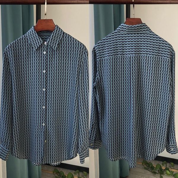 

2021 early spring womne crescent print blouse lady long sleeve soft 100% silk single-breasted shirt and top, White