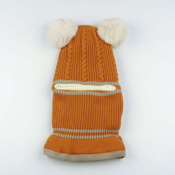 

children's old ball baby collar 2-5 years wool boy's plush riding ear face hat in autumn and winter n4al, Red;brown