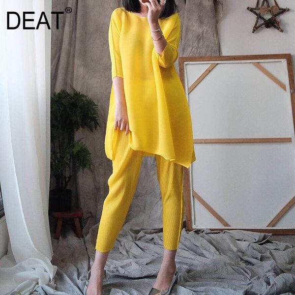 

deat 2020 spring new pleat women clothes evening suit big girl loose seven sleeve nine small feet fold suit ap491, Gray