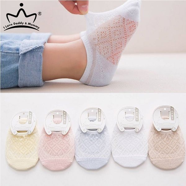 

5 pairs baby socks summer mesh thin baby boy girl socks cotton breathable kids shory socks y201009, Pink;yellow