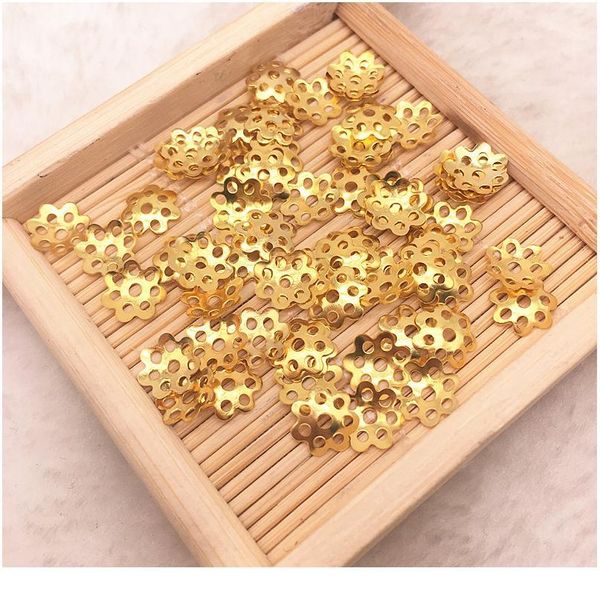 

500pcs/lot 6mm 8mm silver gold plated hollow flower petal end spacer beads caps charms bead for jewelry making acc jllnqv