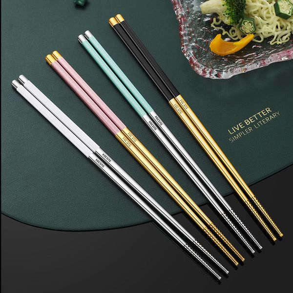 

304 stainless steel chopsticks flatware 24cm home supplies new candy color nonslip chopsticks home tableware l dinnerware 115 k2