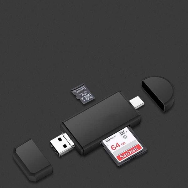 

new 2 in 1 usb 2.0 lighter shape card reader aluminum alloy shell high speed memory card reader portable