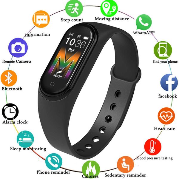 

men's women's smart wristband, sports watch with music control, suitable for ios and m5bgt