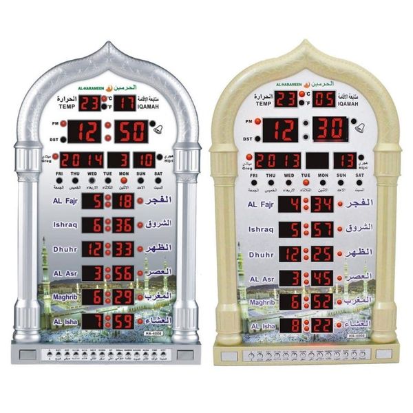 Digital Home Decor Presente Azan Relógio Mesquita Ramadan Oração Muçulmana Música Islâmica Jogar Tempo Lembrando Calendário LED Home Decor 201222