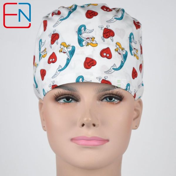 

женщины crub caps masks высококачественные красные мультфильм печать скраб caps clinic 2 размера для выбора