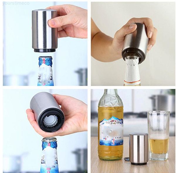 

new stainless steel magnet-automatic automatic beer silver cylinder bottle opener