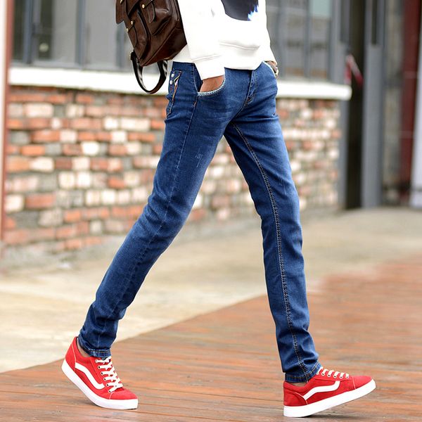 

2021 new men's casual jeans, fashion slim thin feet pants yty6, Blue