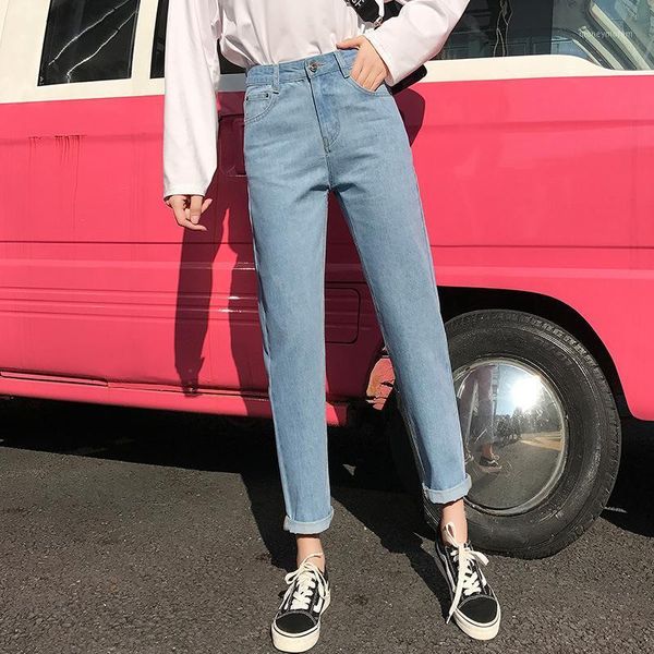

women's jeans womens distressed mom high waist plus size cargo pants boyfriend for women washed loose straight cotton denim pants1, Blue