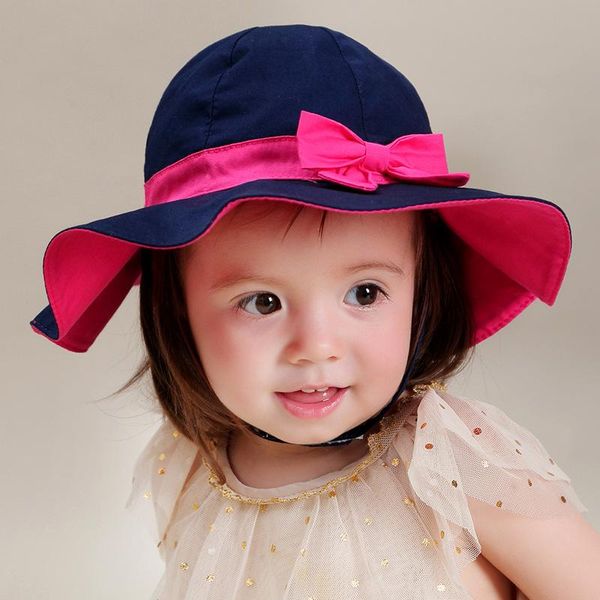 

caps & hats big eaves girls summer blue rose red bowtie baby hat childrens beach toddler children sun kids bucket cotton, Yellow