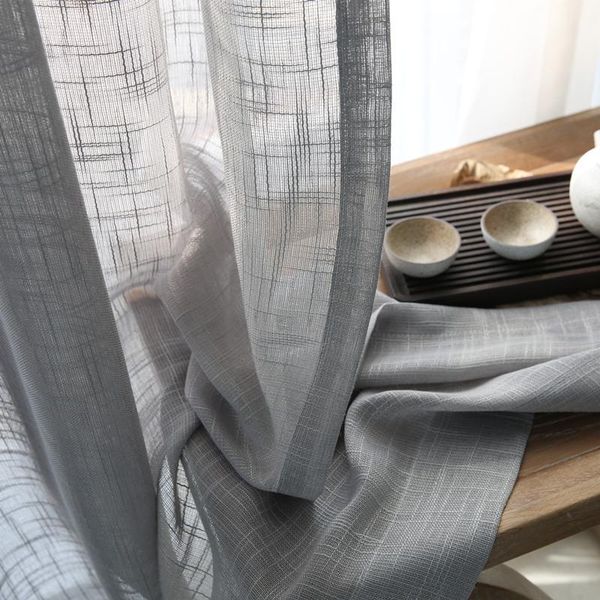 

chinese style linen semi-shading ramie curtain yarn norse yarn pure color cotton linen curtains custom gauze curtains