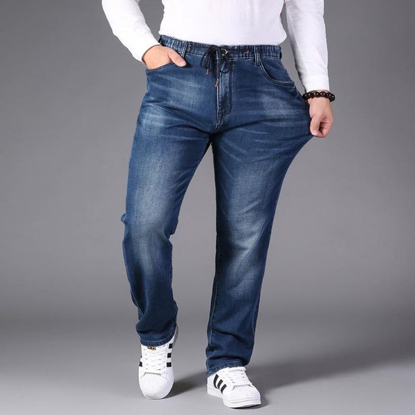 

shabiqi 2020 new fertilizer plus high waist fat pants loose large size casual men's jeans 3xl 4xl 5xl 6xl 7xl, Blue