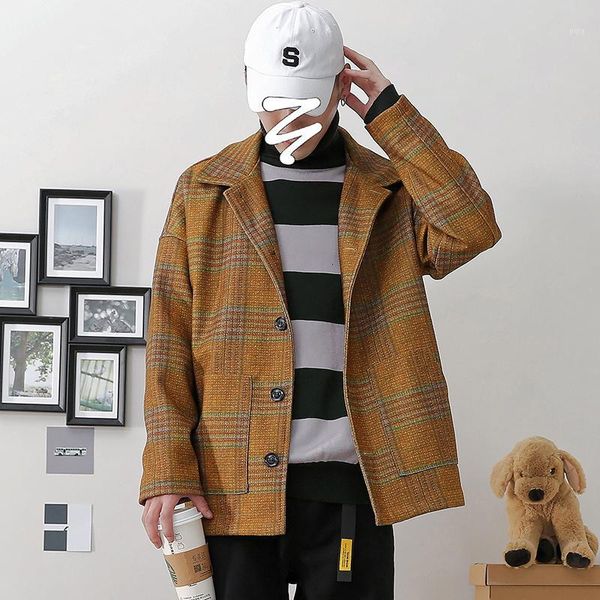 

2019 male autumn loose korean version striped wild trend casual long-sleeved jacket coat large size streetwear1, Black;brown