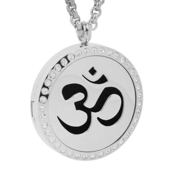 

pjxqstainless steel rhiestone aromatherapy om pendant necklaceg2i2
