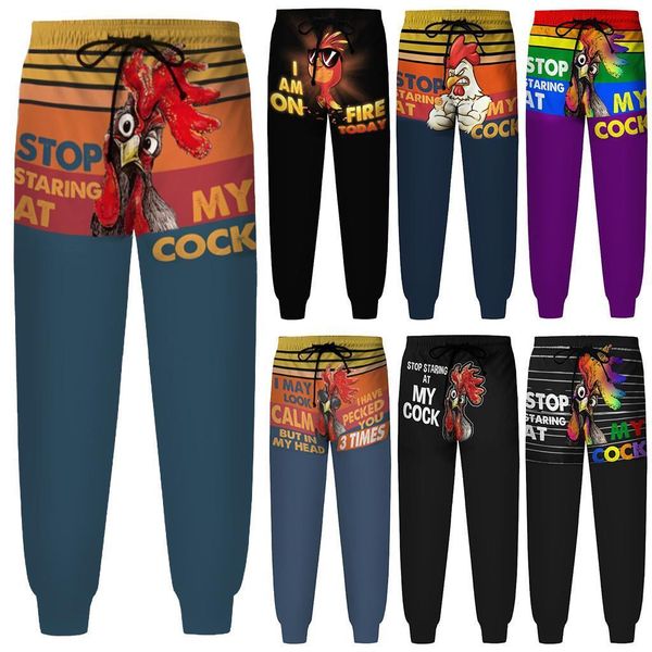 

men's fashion printed pants drawstring casual thin home trousers straight plus size elastic waist male pants, Black