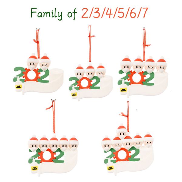 

factory8lvj2020 quarantine xmas customized christmas gift ornaments diy survivor family of 2-7 with face masks hand sanitizer tree